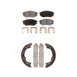 Front Rear Semi-Metallic Brake Pads Parking Shoe Kit For Hyundai Tucson FWD