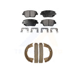 Front Rear Semi-Metallic Brake Pads Parking Shoe Kit For Hyundai Sonata Kia