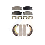 Front Rear Semi-Metallic Brake Pads & Parking Shoe Kit For Hyundai Santa Fe
