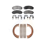 Front Rear Semi-Metallic Brake Pads Parking Shoes Kit For 03-04 Ford Ranger