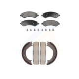 Front Rear Semi-Metallic Brake Pads And Parking Shoe Kit For Dodge Ram 1500