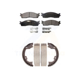 Front Rear Semi-Metallic Brake Pads And Parking Shoe Kit For Dodge Ram 1500
