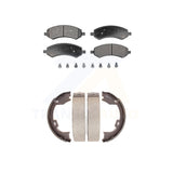 Front Rear Semi-Metallic Brake Pads And Parking Shoe Kit For Dodge Ram 1500