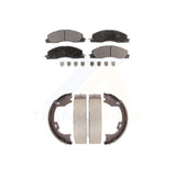 Front Rear Semi-Metallic Brake Pads Parking Shoe Kit For Ram 2500 3500 1500