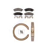 Front Rear Semi-Metallic Brake Pads And Parking Shoes Kit For Cadillac STS