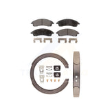 Front Rear Semi-Metallic Brake Pads & Parking Shoe Kit For Cadillac SRX CTS