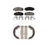Front Rear Semi-Metallic Brake Pads And Parking Shoe Kit For Acura TL RL CL