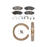 Front Rear Semi-Metallic Brake Pads Parking Shoes Kit For 01 Daewoo Leganza