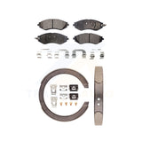 Front Rear Semi-Metallic Brake Pads Parking Shoes Kit For 02 Daewoo Leganza