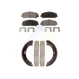 Front Rear Semi-Metallic Brake Pads Parking Shoe Kit For Nissan Titan TITAN