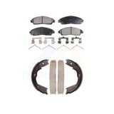 Front Rear Semi-Metallic Brake Pads Parking Shoes Kit For Honda Pilot Acura
