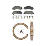 Front Rear Semi-Metallic Brake Pads & Parking Shoe Kit For Chevrolet Impala