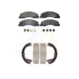 Front Rear Semi-Metallic Brake Pads & Parking Shoe Kit For Ford E-350 Super