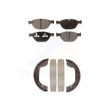 Front Rear Semi-Metallic Brake Pads And Parking Shoes Kit For BMW X5 X6