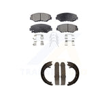 Front Rear Semi-Metallic Brake Pads & Parking Shoe Kit For 05-06 Honda CR-V