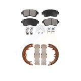 Front Rear Semi-Metallic Brake Pads Parking Shoe Kit For Toyota Camry Lexus