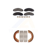 Front Rear Semi-Metallic Brake Pads & Parking Shoe Kit For Ford F-450 Super