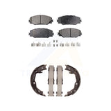 Front Rear Semi-Metallic Brake Pads Parking Shoe Kit For Toyota RAV4 Matrix