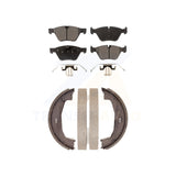 Front Rear Semi-Metallic Brake Pads Parking Shoe Kit For BMW 328i 325i 128i