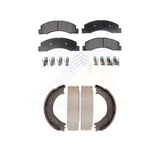 Front Rear Semi-Metallic Brake Pads & Parking Shoe Kit For Ford F-250 Super