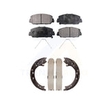 Front Rear Semi-Metallic Brake Pads & Parking Shoes Kit For 13-18 Acura RDX