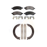 Front Rear Semi-Metallic Brake Pads Parking Shoe Kit For Chevrolet Traverse