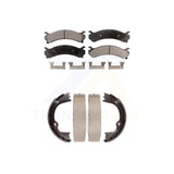 Front Rear Semi-Metallic Brake Pads Parking Shoes Kit For Chevrolet Express