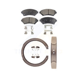 Front Rear Semi-Metallic Brake Pads & Parking Shoe Kit For Cadillac DeVille