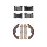 Front Rear Semi-Metallic Brake Pads Parking Shoes Kit For INFINITI G37 370Z