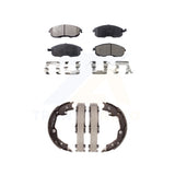 Front Rear Semi-Metallic Brake Pads Parking Shoe Kit For Nissan Sentra Juke