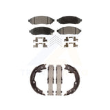 Front Rear Semi-Metallic Brake Pads Parking Shoes Kit For 11-13 Nissan LEAF