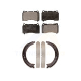 Front Rear Semi-Metallic Brake Pads And Parking Shoes Kit For Cadillac XTS