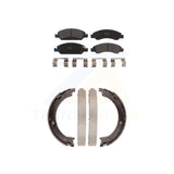 Front Rear Semi-Metallic Brake Pads And Parking Shoes Kit For Cadillac XTS