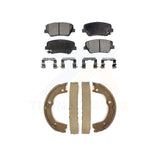 Front Rear Semi-Metallic Brake Pads Parking Shoes Kit For Kia Sorento Santa