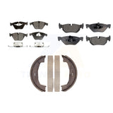 Front Rear Semi-Metallic Brake Pads And Parking Shoes Kit For BMW 328i 323i