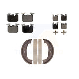 Front Rear Semi-Metallic Brake Pads Parking Shoe Kit For BMW 328i 428i Gran 230i