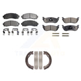 Front Rear Semi-Metallic Brake Pads & Parking Shoe Kit For Ford Explorer Mercury