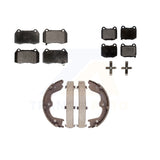 Front Rear Semi-Metallic Brake Pads & Parking Shoes Kit For Nissan 350Z Infiniti