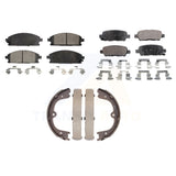 Front Rear Semi-Metallic Brake Pads Parking Shoes Kit For 2008-2009 Nissan Quest