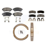 Front Rear Semi-Metallic Brake Pads Parking Shoes Kit For Chevrolet Impala Buick