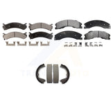 Front Rear Semi-Metallic Brake Pads Parking Shoes Kit For Chevrolet Express 3500