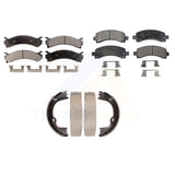 Front Rear Semi-Metallic Brake Pads Parking Shoes Kit For Chevrolet Express 3500