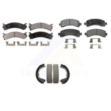 Front Rear Semi-Metallic Brake Pads Parking Shoes Kit For Chevrolet Express 3500