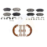 Front Rear Semi-Metallic Brake Pads Parking Shoe Kit For 2004-2010 Toyota Sienna