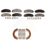 Front Rear Semi-Metallic Brake Pads & Parking Shoe Kit For Ford F-450 Super Duty