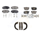 Front Rear Semi-Metallic Brake Pads & Parking Shoes Kit For 2005-2006 Honda CR-V