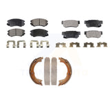 Front Rear Semi-Metallic Brake Pads Parking Shoe Kit For 2006-2009 Hyundai Azera
