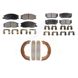 Front Rear Semi-Metallic Brake Pads & Parking Shoe Kit For 2003-2009 Kia Sorento