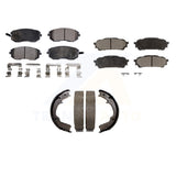 Front Rear Semi-Metallic Brake Pads Parking Shoe Kit For Subaru Forester Impreza