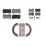 Front Rear Semi-Metallic Brake Pads Parking Shoes Kit For Dodge Charger Chrysler